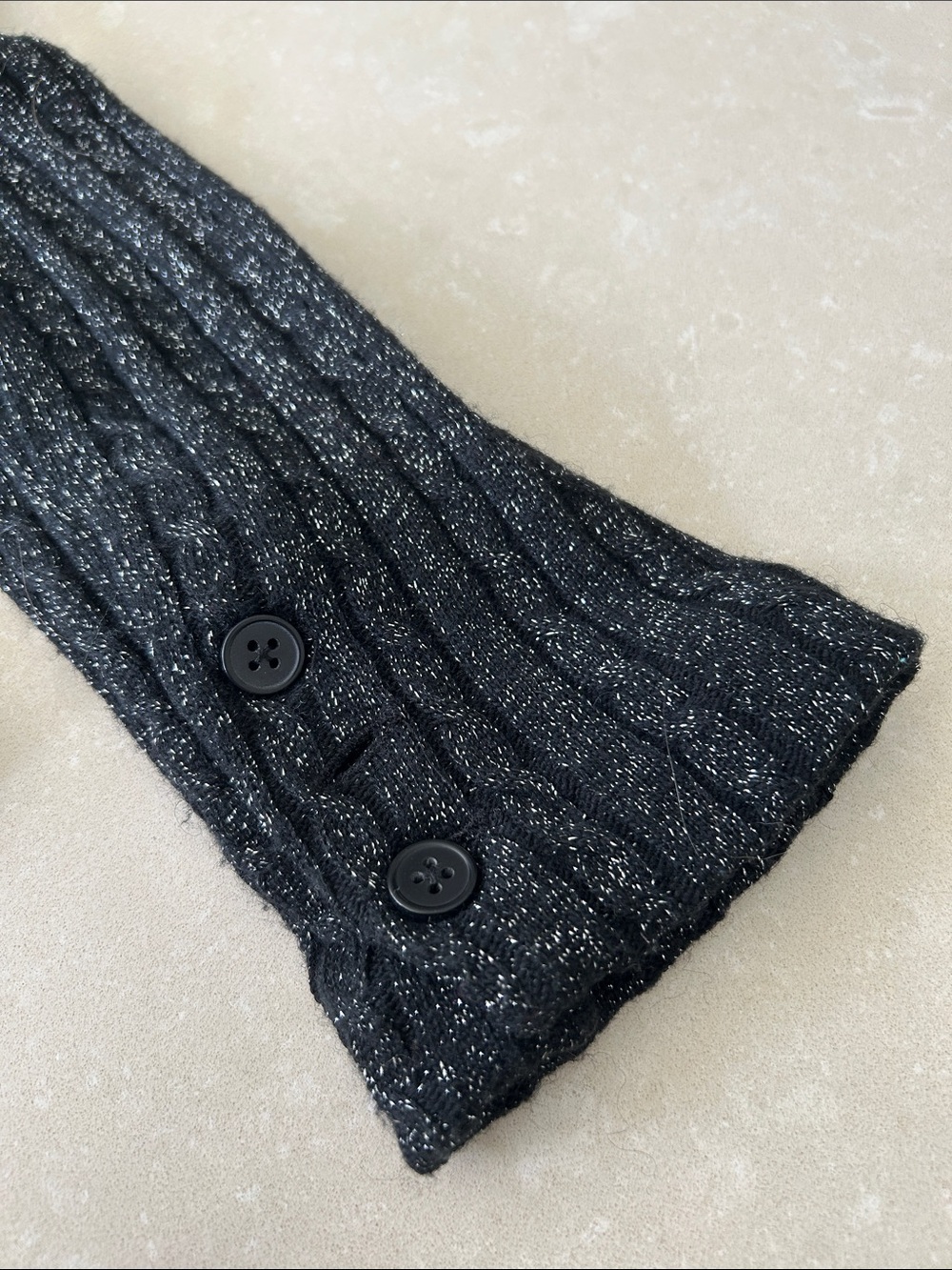 WD-NY button front shawl collar black and silver wool blend cardigan 8 - Picture 6 of 6